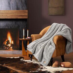 UGG Euphoria Faux Fur Throw Blanket, Seal (Gray) 50x70